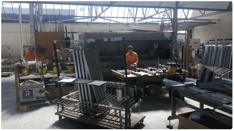 Aluminium Factory B frame prep area
